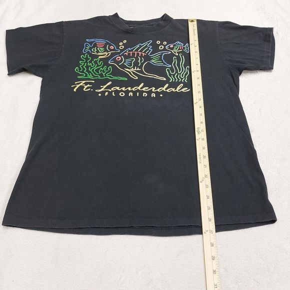 Vtg Ft Lauderdale Black Colorful Fish Single Stitch Graphic T-Shirt Size Large - Picture 7 of 8